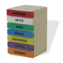 Gyógyszeradagoló heti torony, színes felíratokkal Gyógyszeradagoló heti torony, színes felíratokkal