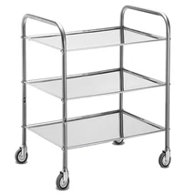 Műszerasztal rozsdamentes 3 pocos 60x40xh80 cm