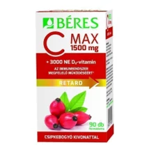 Béres C Max 1500 mg Retard Filmtabletta Csipkebogyó kivonattal + 3000 NE D-3 Vitamin 90 db