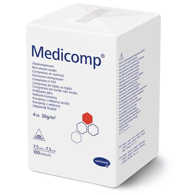 Medicomp flísz sebfedő, 4 rétegű, NEM STERIL, 7,5x7,5cm 100db