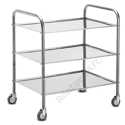 Műszerasztal rozsdamentes 3 pocos 70x50xh80 cm