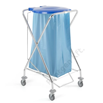 Szennyesgyűjtő kocsi króm, fedéllel, pedállal 120l