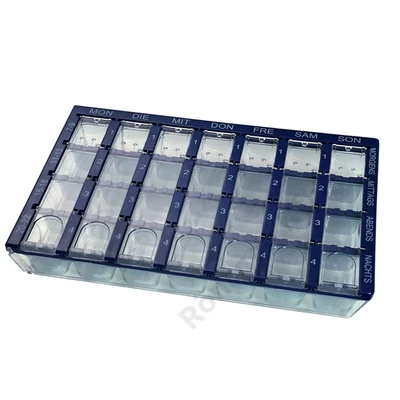 Heti gyógyszeradagoló oszlopos kék 7x4 rekesszel