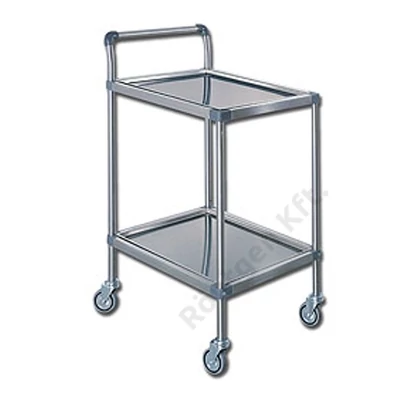 Műszerasztal rozsdamentes 2 polcos 60x40x80cm