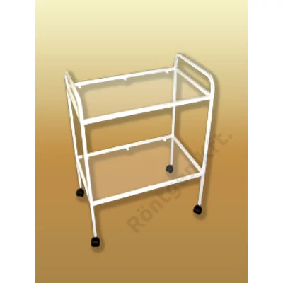 Műszerasztal üvegpolcos görgős 50x80 cm