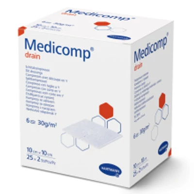 Medicomp Drain nedvszívó sebpárna Y bevágással, 6rtg, STERIL, 7,5x77,5x7,5c,5 cmm 50db